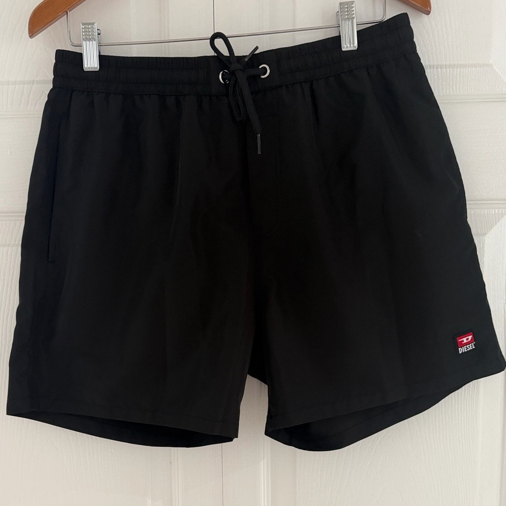 Diesel Men's Black Swim Shorts Trunks Logo Print Large